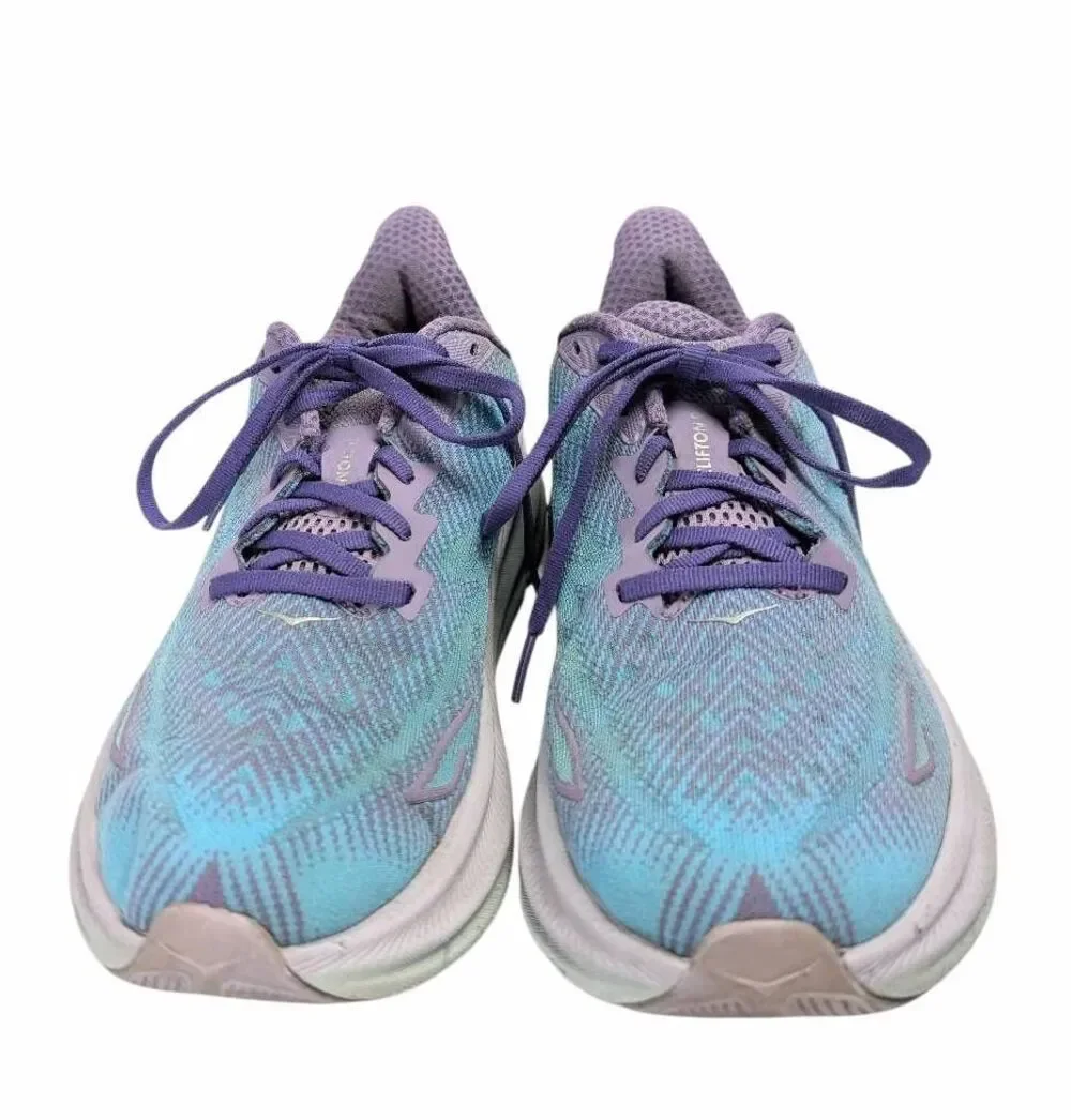 Hoka Clifton 9 Purple & Blue athletic active running shoes womens 8.5